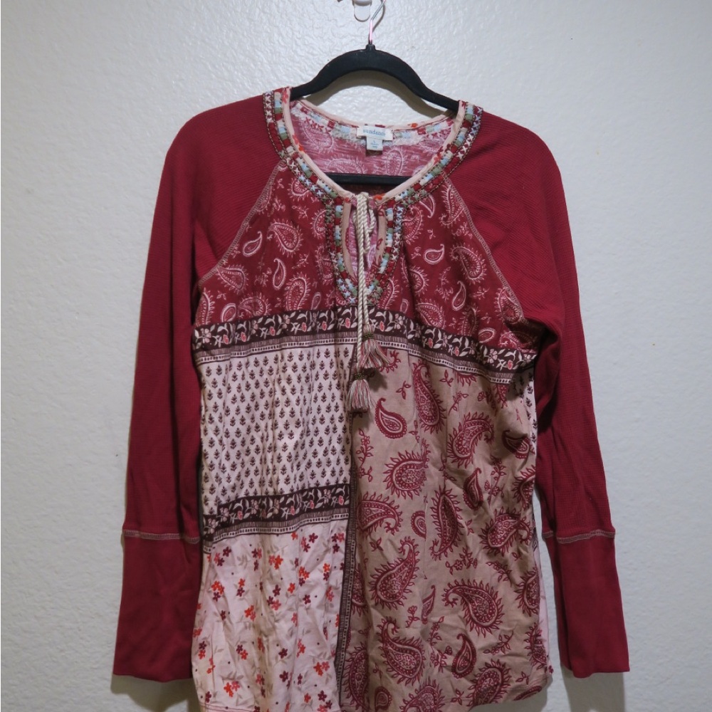 Sundance Red and Pink Patchwork Blouse